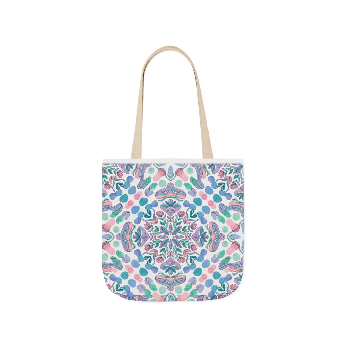 Pastel Mandala Canvas Tote — Boho Kaleidoscope Market Bag