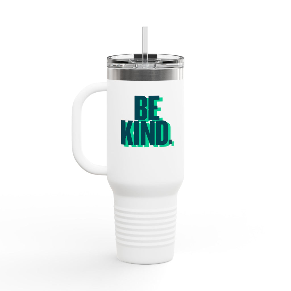 Be Kind 40oz Insulated Travel Mug — Large Stainless Tumbler with Straw