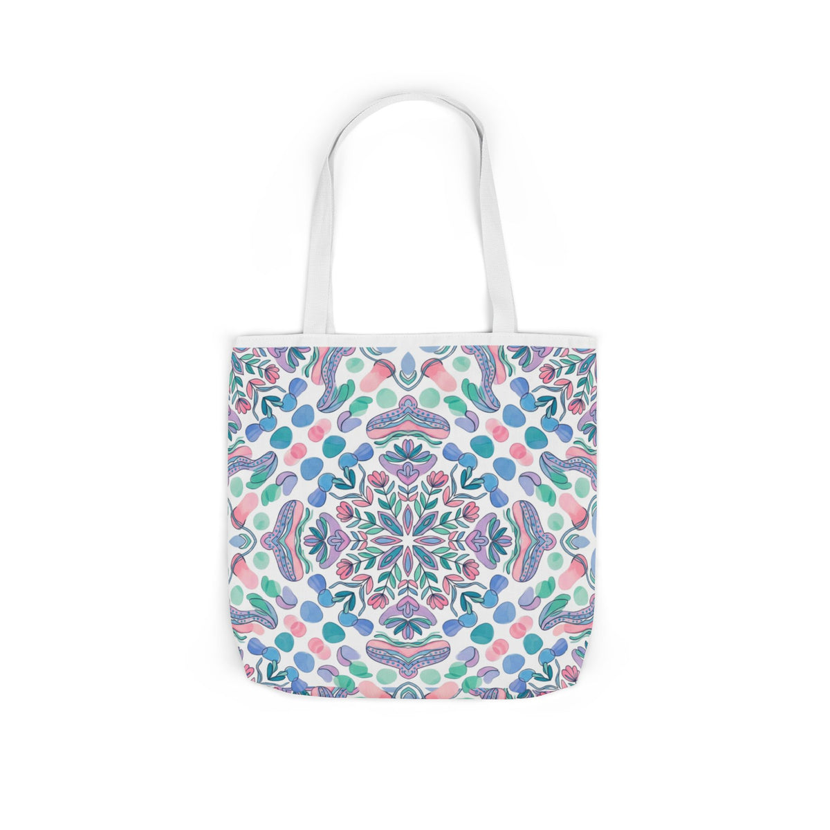 Pastel Mandala Canvas Tote — Boho Kaleidoscope Market Bag