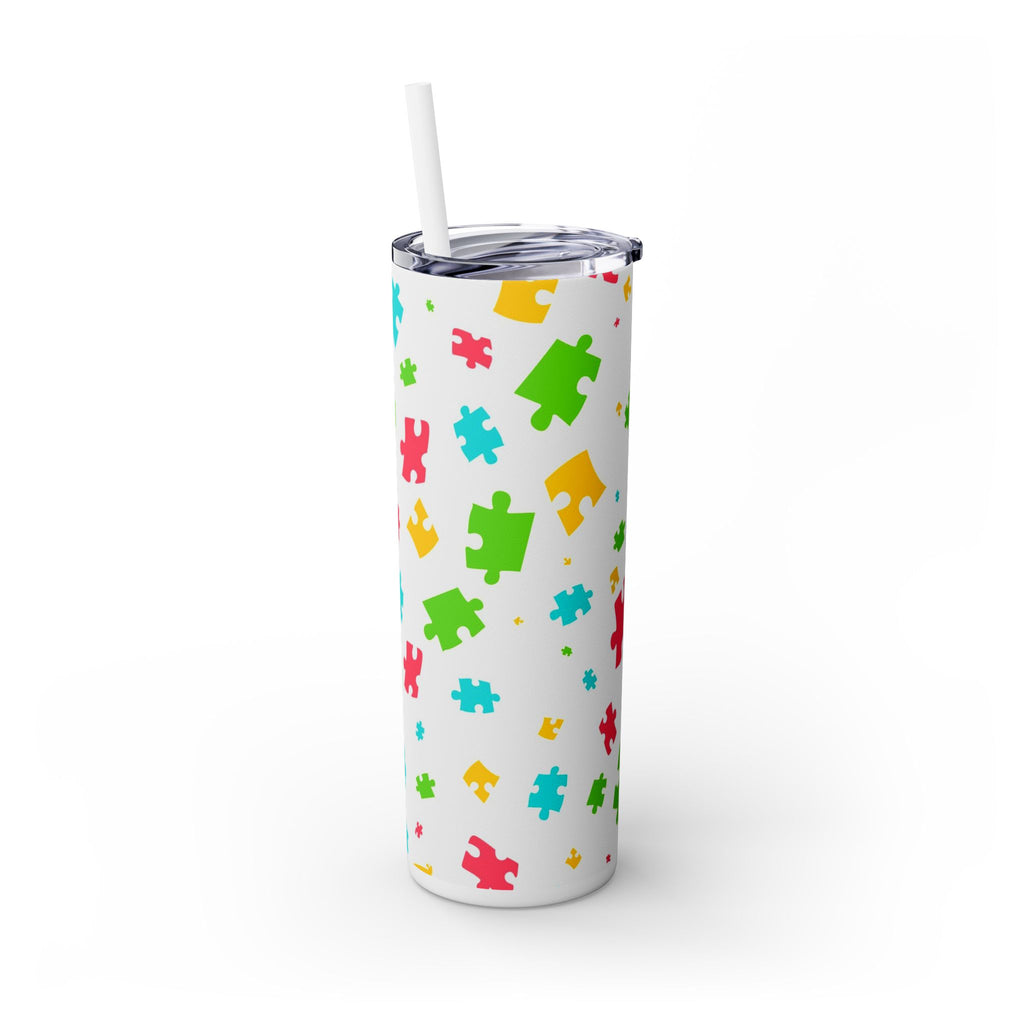 Autism Puzzle Pieces Tumbler with Straw, 20oz