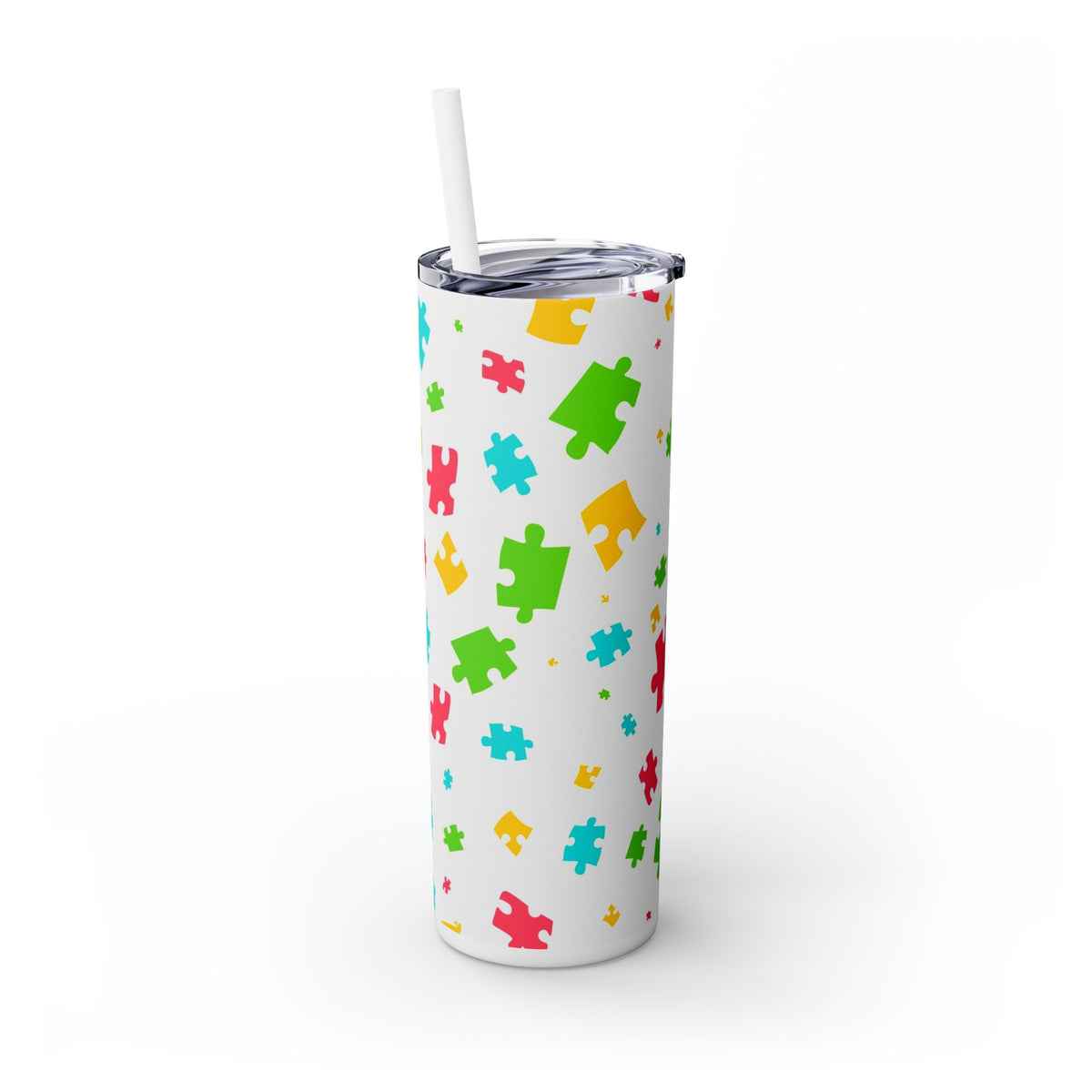 Autism Puzzle Pieces Tumbler with Straw, 20oz