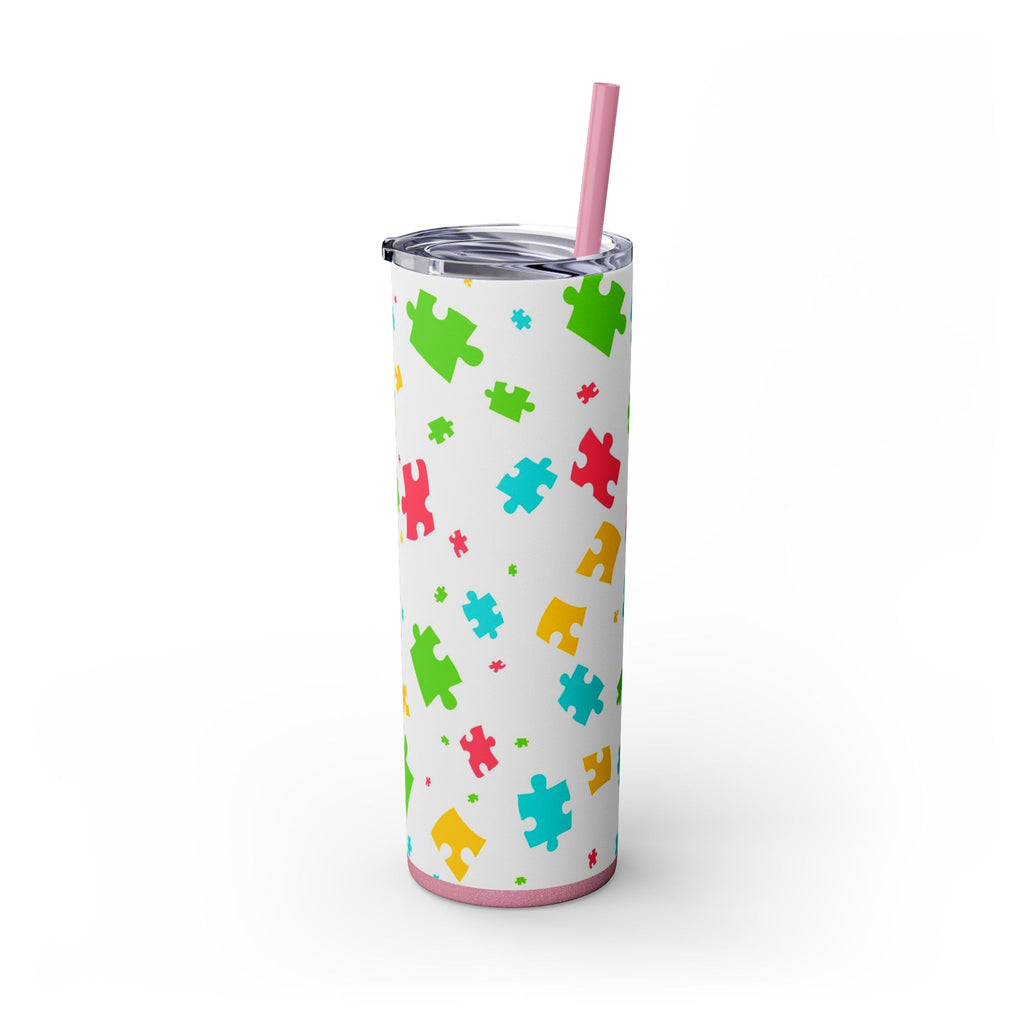 Autism Puzzle Pieces Tumbler with Straw, 20oz