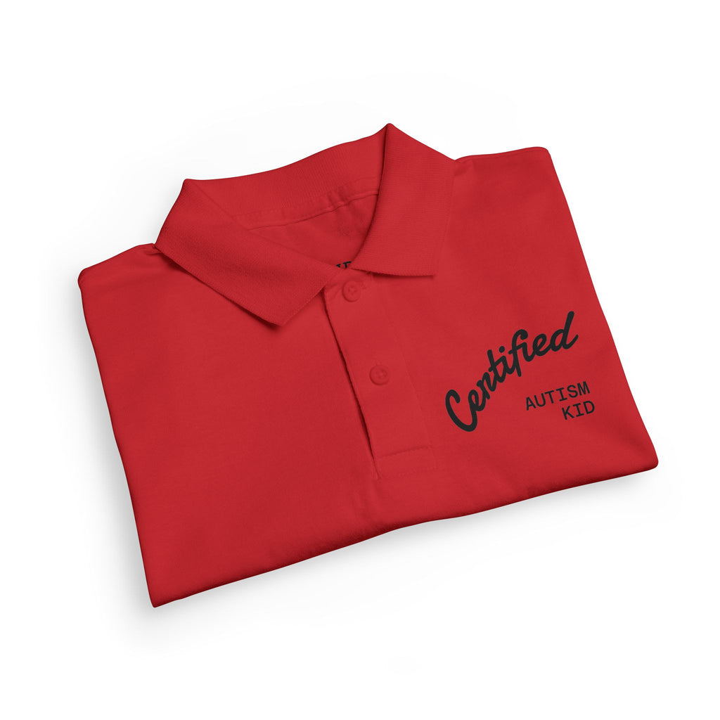 Youth Polo Shirt - 'Certified Autism Kid' Embroidered Chest Logo