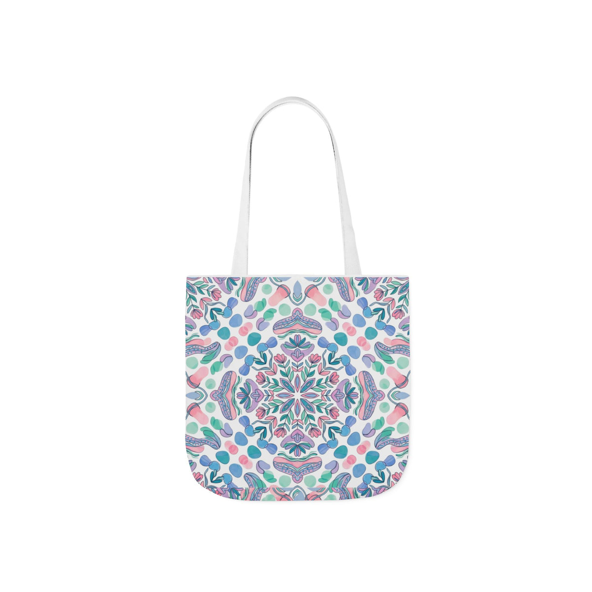 Pastel Mandala Canvas Tote — Boho Kaleidoscope Market Bag