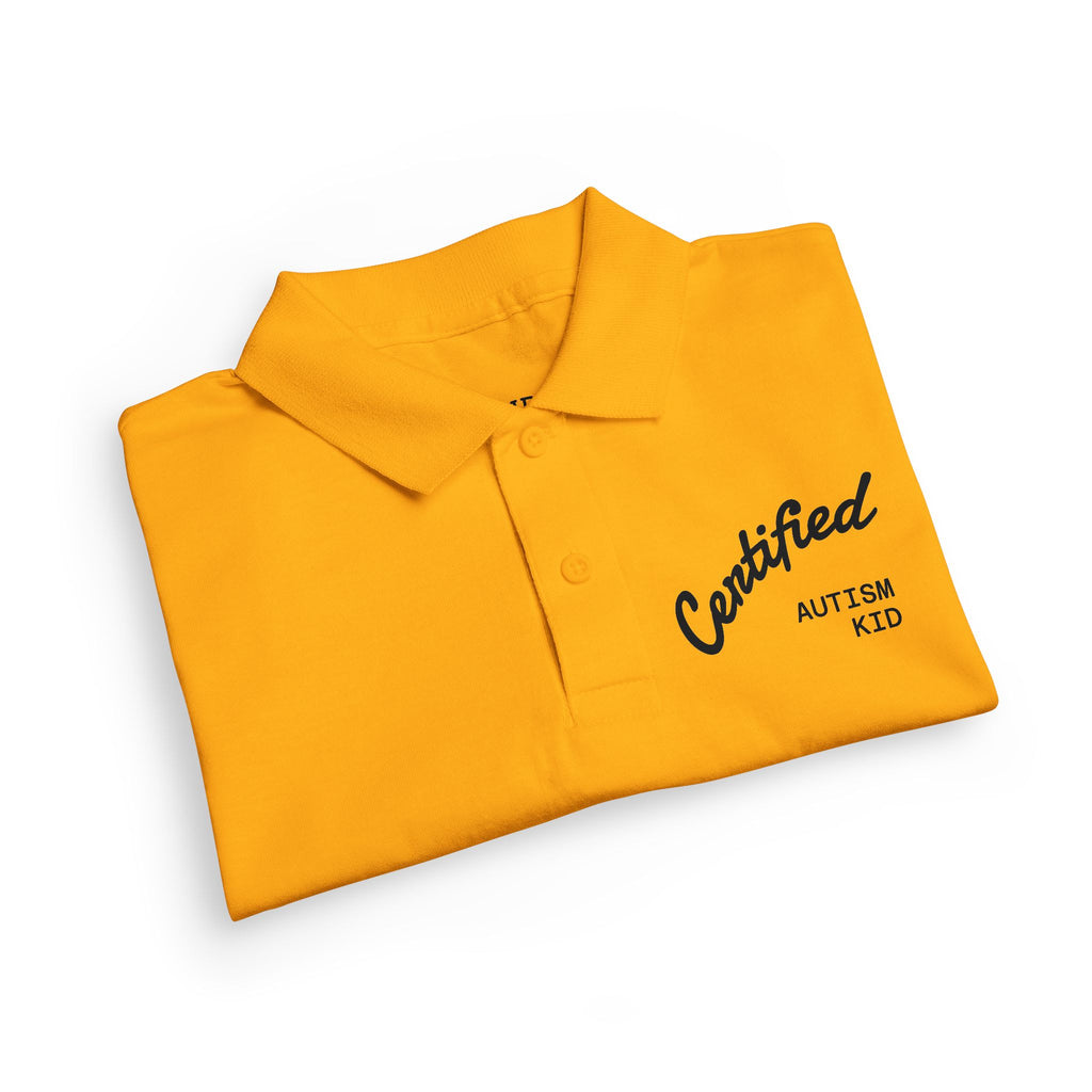 Youth Polo Shirt - 'Certified Autism Kid' Embroidered Chest Logo