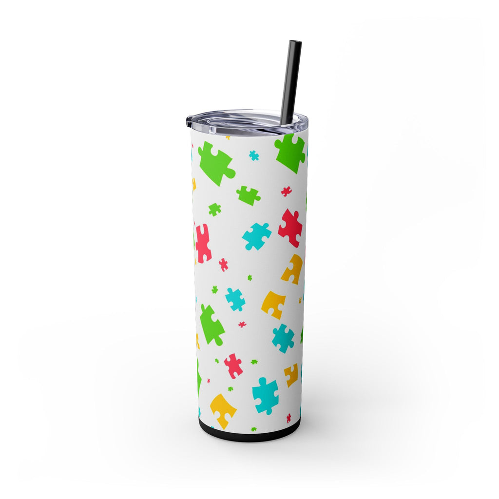 Autism Puzzle Pieces Tumbler with Straw, 20oz