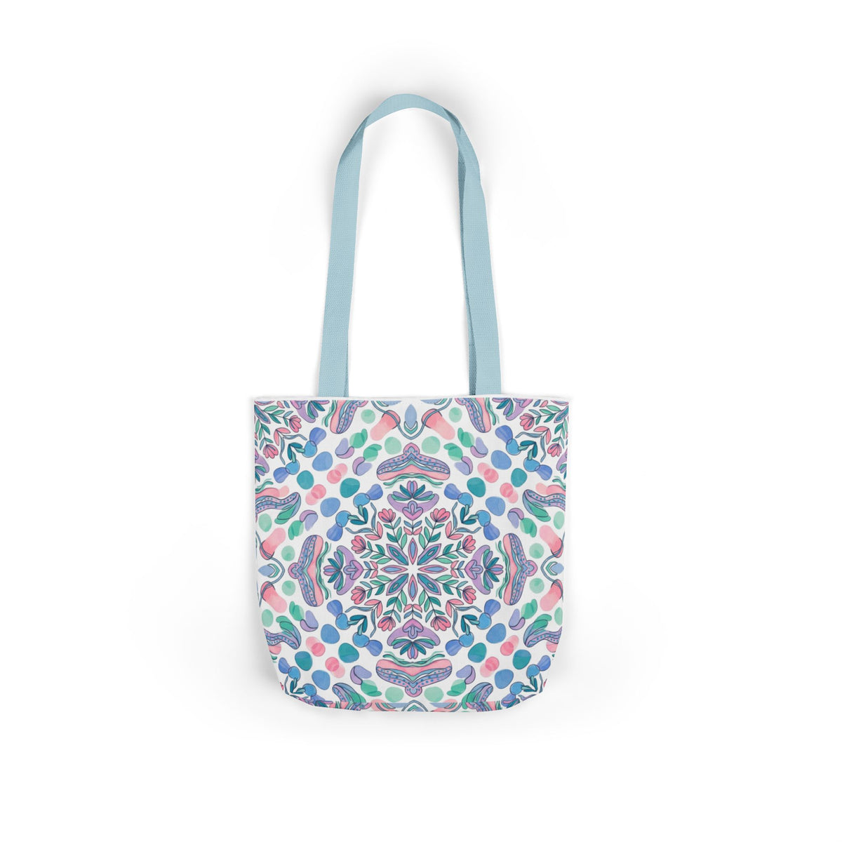 Pastel Mandala Canvas Tote — Boho Kaleidoscope Market Bag