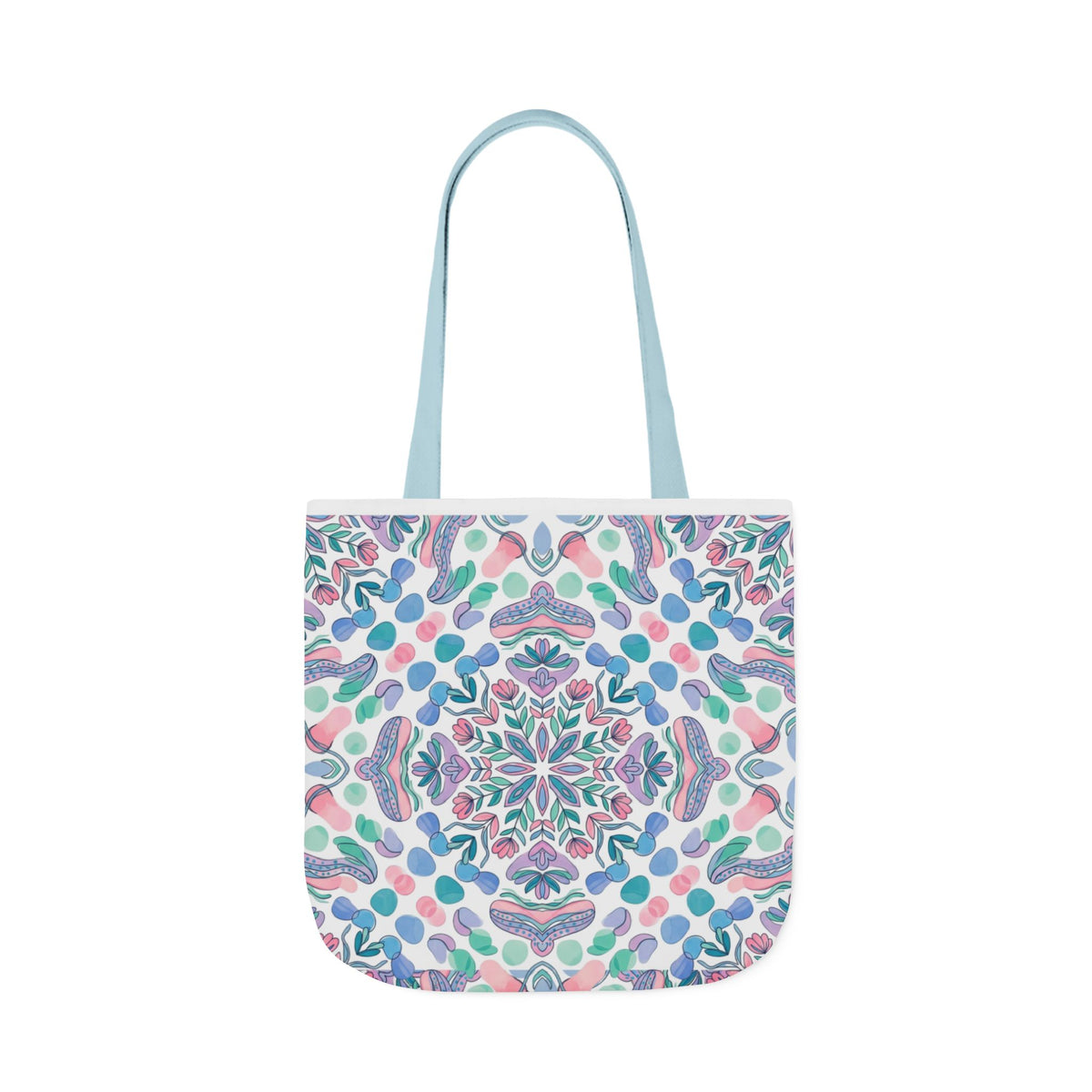 Pastel Mandala Canvas Tote — Boho Kaleidoscope Market Bag