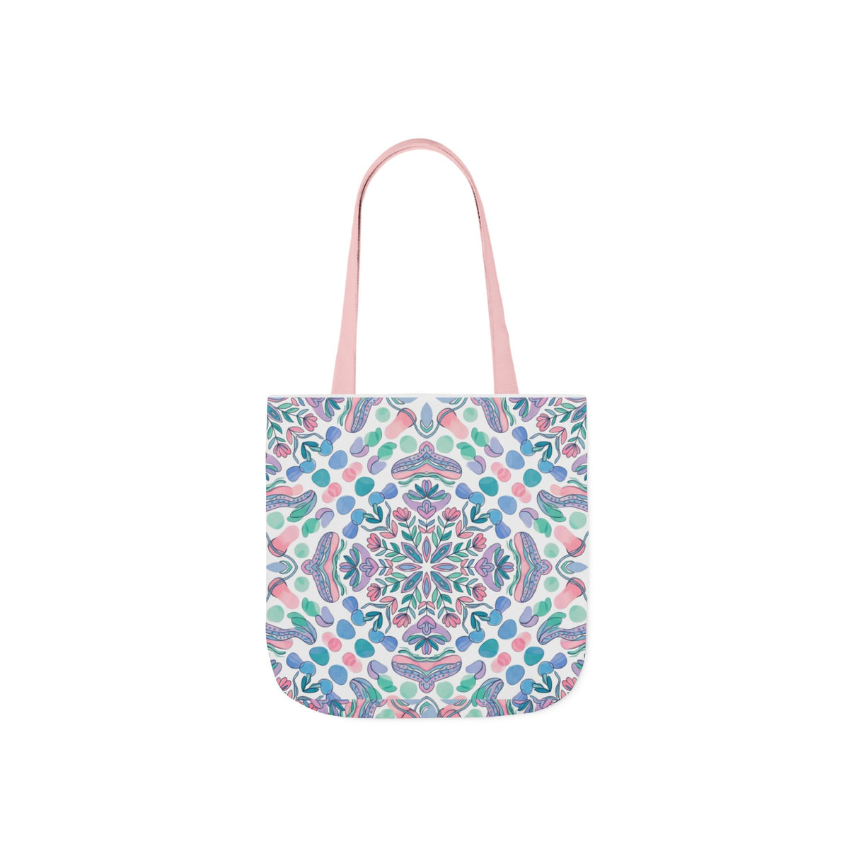Pastel Mandala Canvas Tote — Boho Kaleidoscope Market Bag