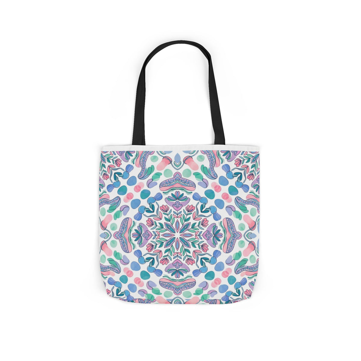 Pastel Mandala Canvas Tote — Boho Kaleidoscope Market Bag