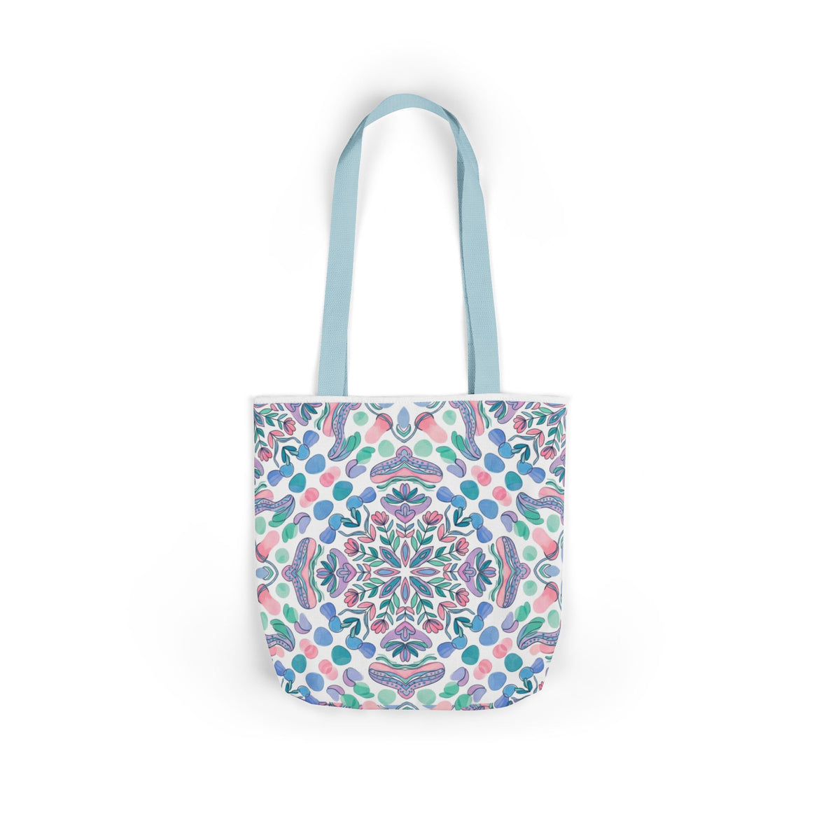 Pastel Mandala Canvas Tote — Boho Kaleidoscope Market Bag