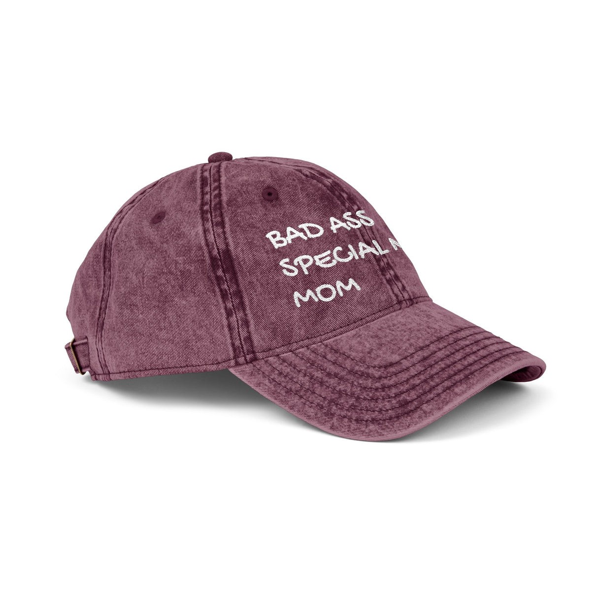 Vintage Embroidered Cap — "Bad Ass Special Needs Mom" Red