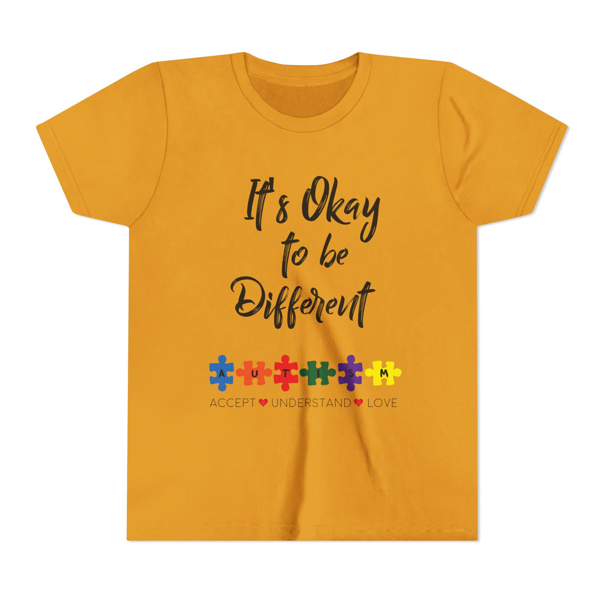 Youth Tee - "It's Okay to Be Different" Autism Awareness Puzzle Heart Design