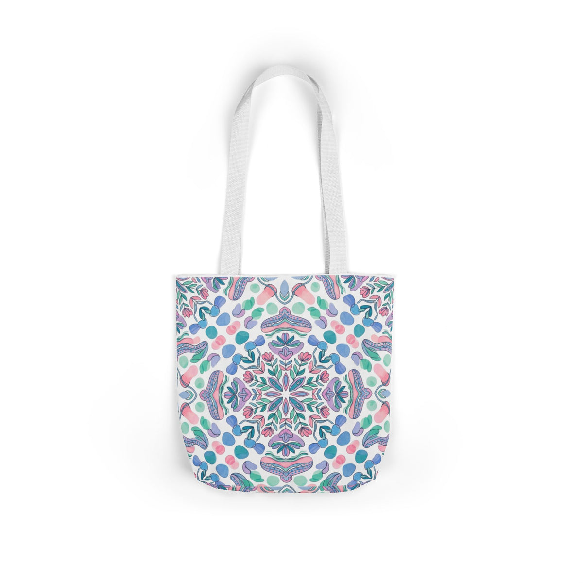 Pastel Mandala Canvas Tote — Boho Kaleidoscope Market Bag