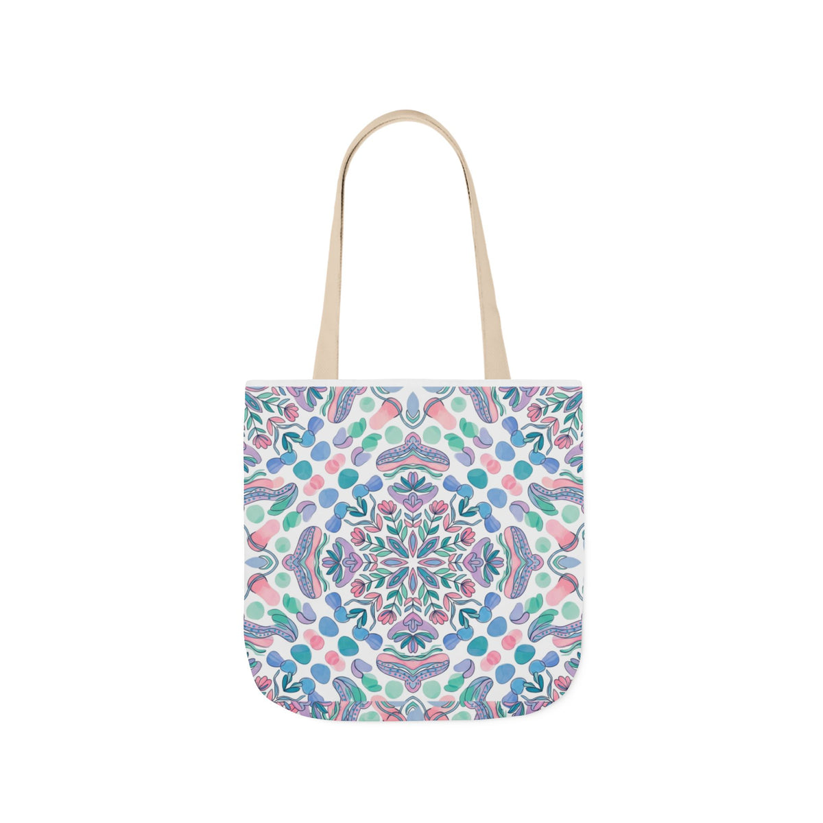 Pastel Mandala Canvas Tote — Boho Kaleidoscope Market Bag