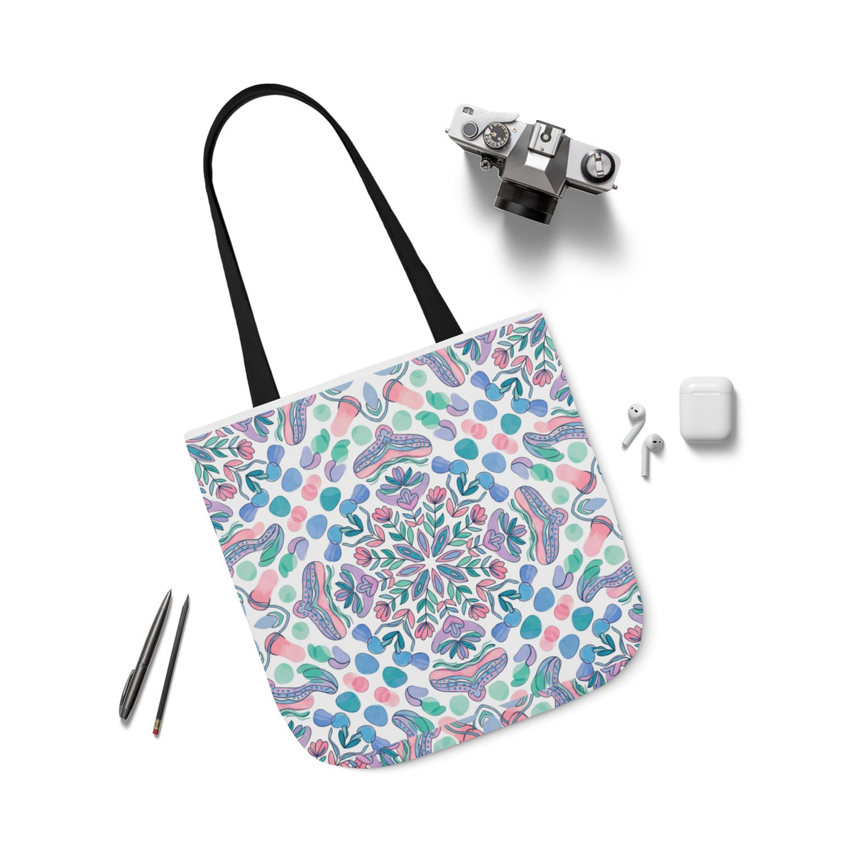 Pastel Mandala Canvas Tote — Boho Kaleidoscope Market Bag