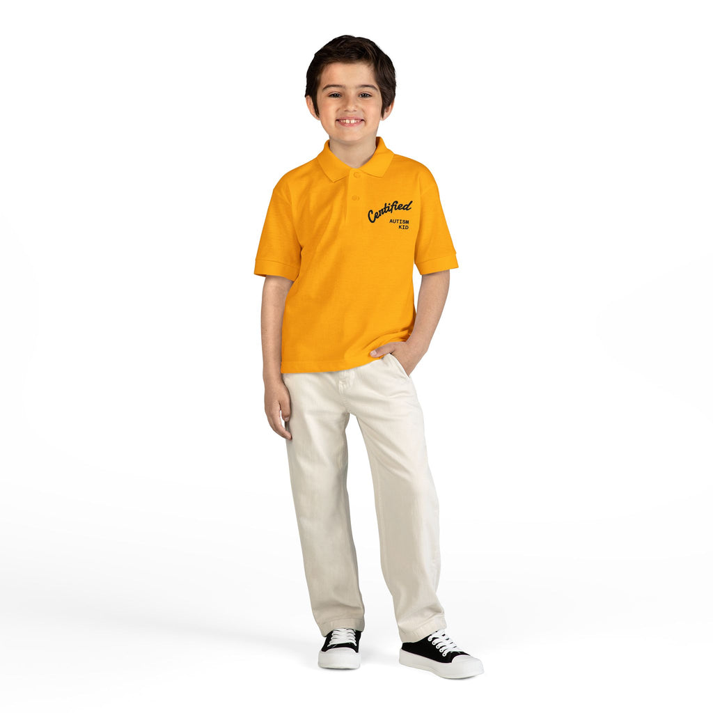 Youth Polo Shirt - 'Certified Autism Kid' Embroidered Chest Logo