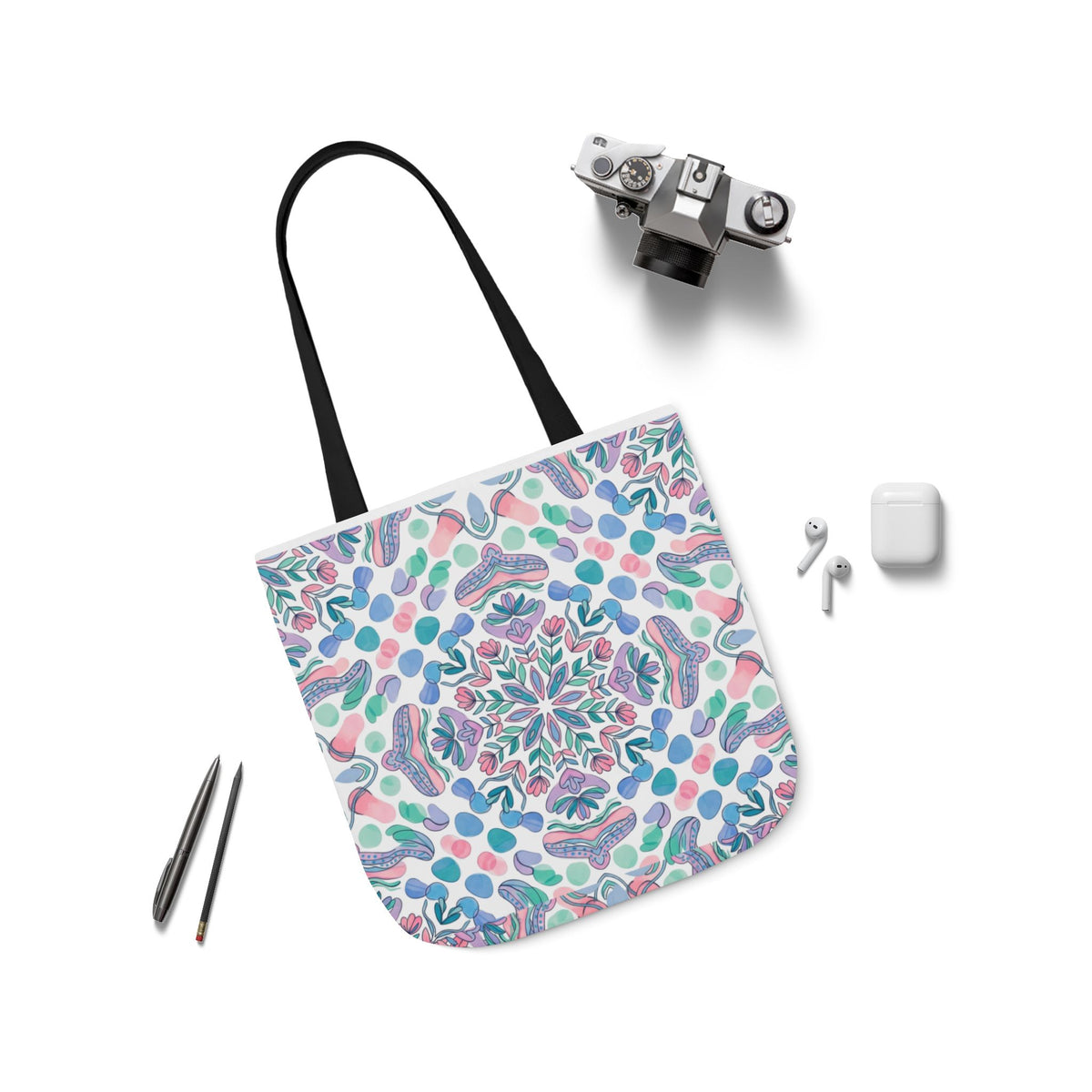 Pastel Mandala Canvas Tote — Boho Kaleidoscope Market Bag