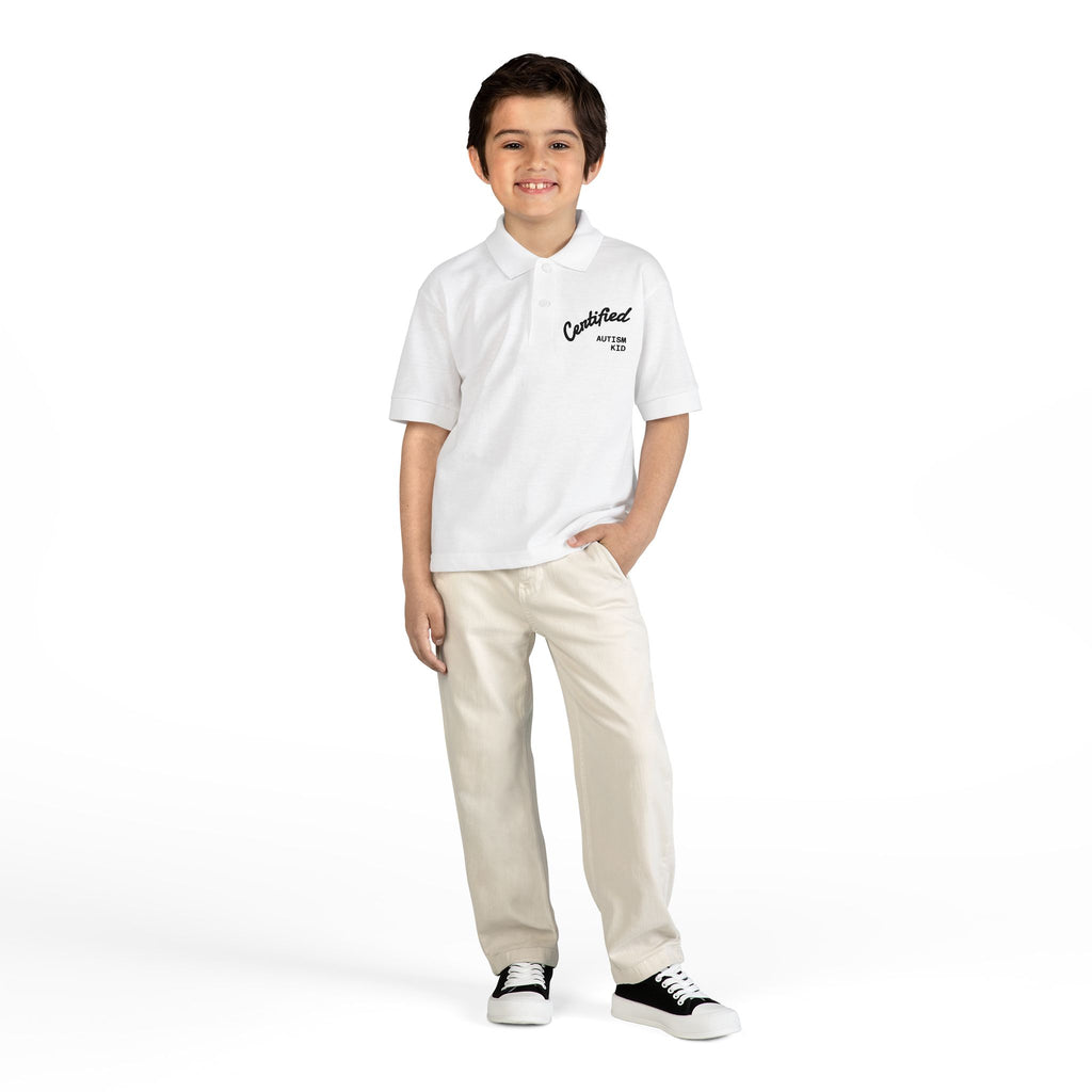 Youth Polo Shirt - 'Certified Autism Kid' Embroidered Chest Logo