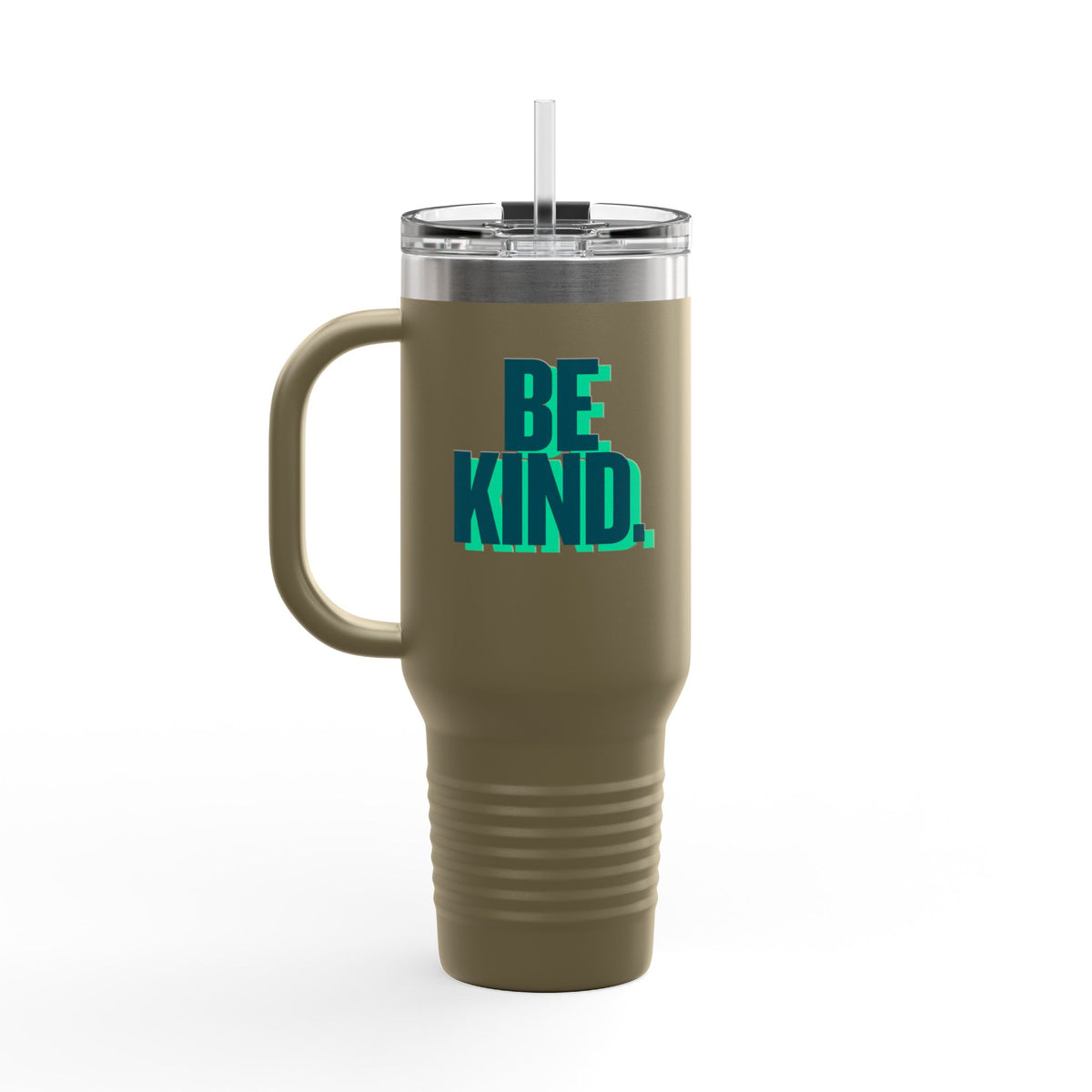 Be Kind 40oz Insulated Travel Mug — Large Stainless Tumbler with Straw