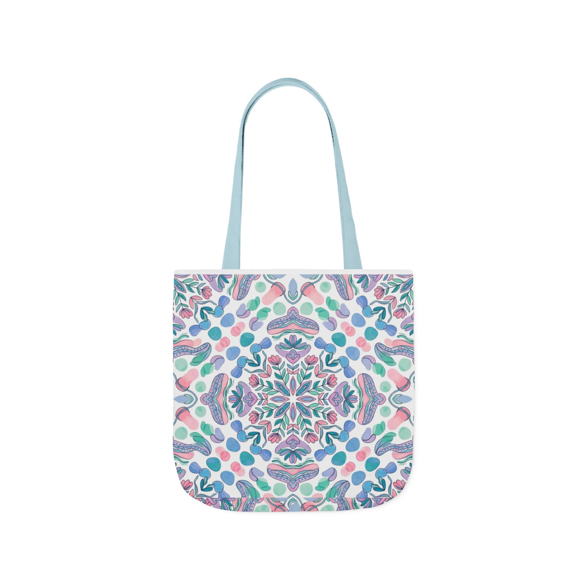 Pastel Mandala Canvas Tote — Boho Kaleidoscope Market Bag