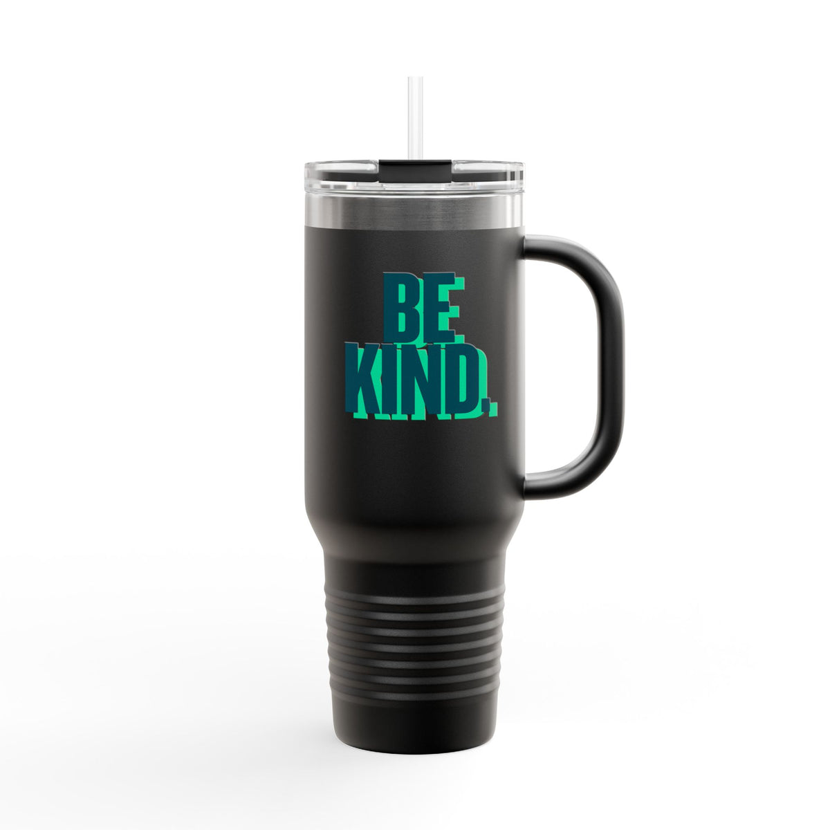 Be Kind 40oz Insulated Travel Mug — Large Stainless Tumbler with Straw