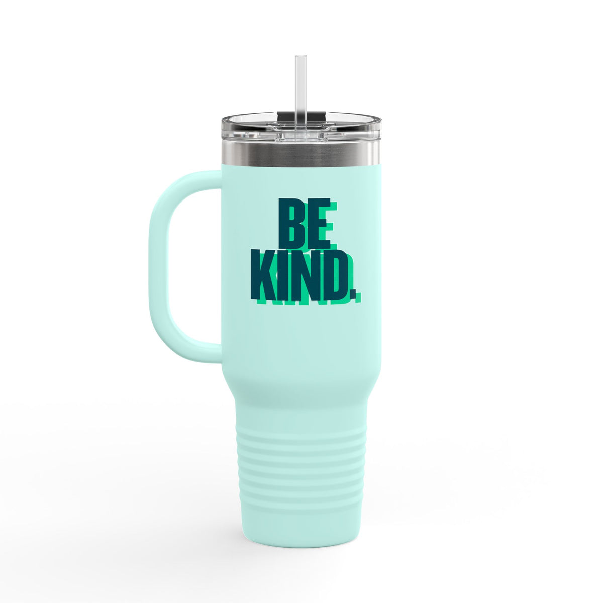 Be Kind 40oz Insulated Travel Mug — Large Stainless Tumbler with Straw