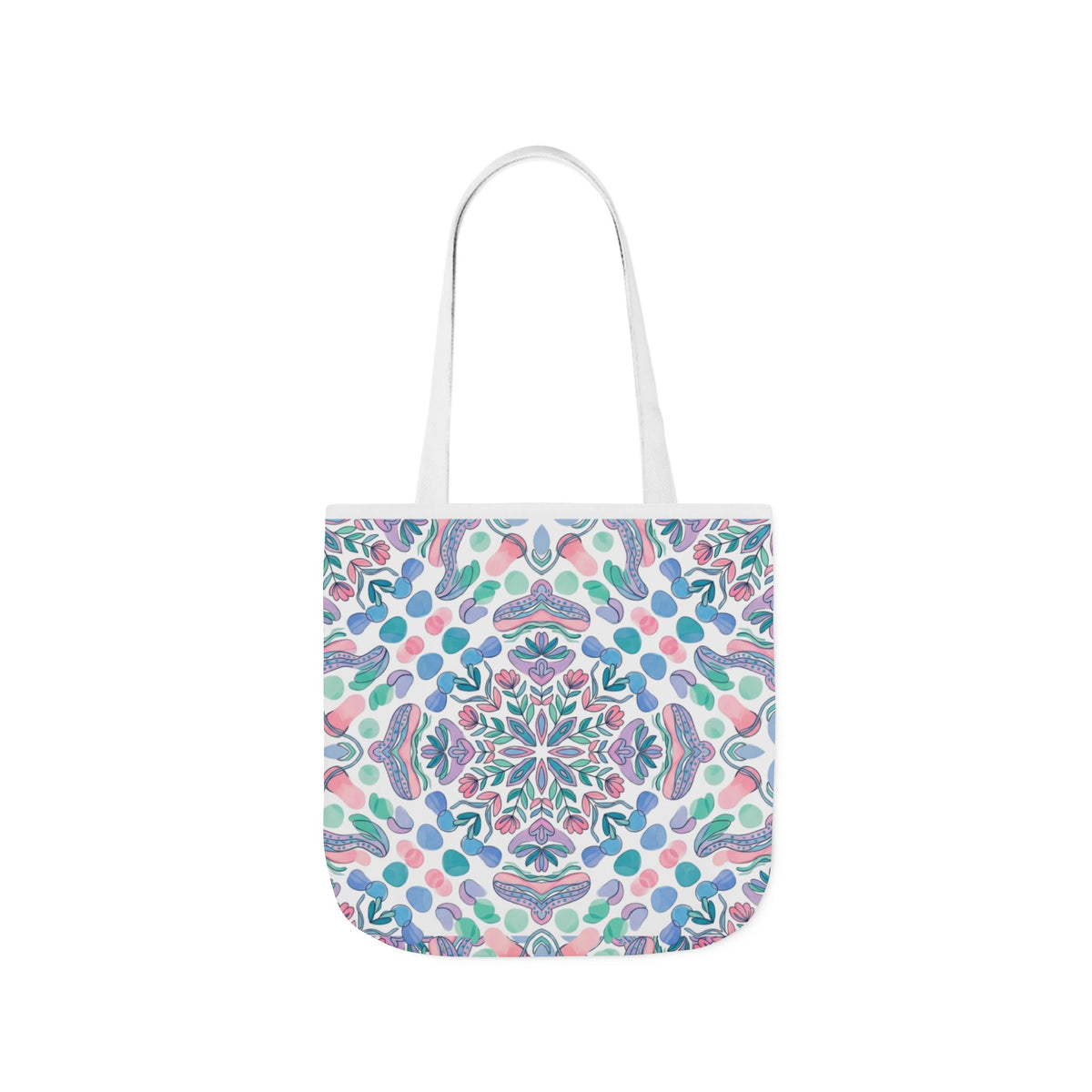 Pastel Mandala Canvas Tote — Boho Kaleidoscope Market Bag