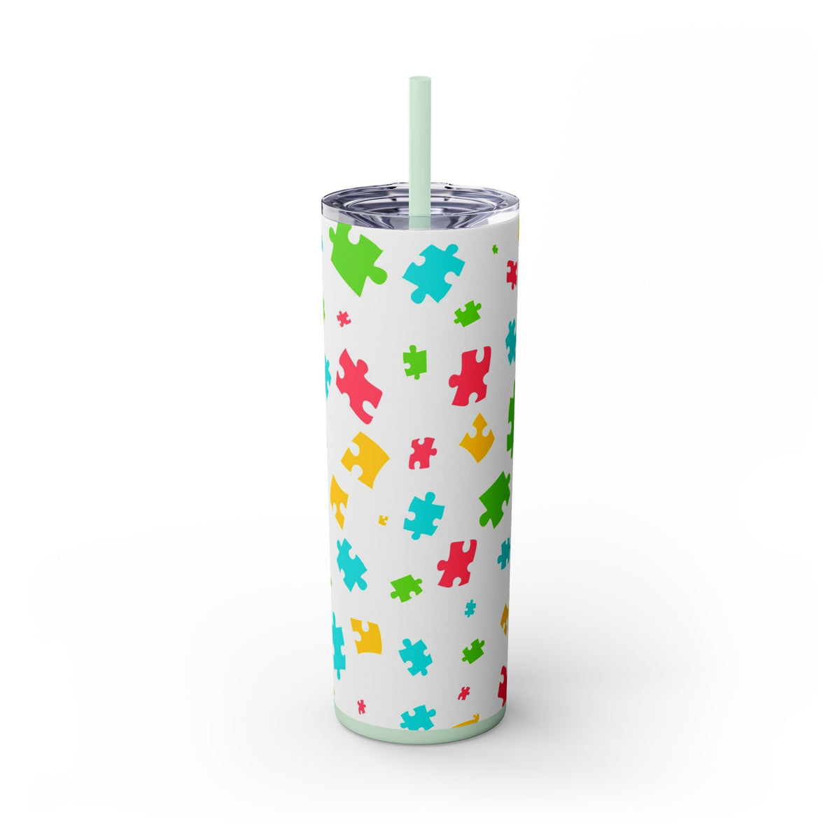 Autism Puzzle Pieces Tumbler with Straw, 20oz