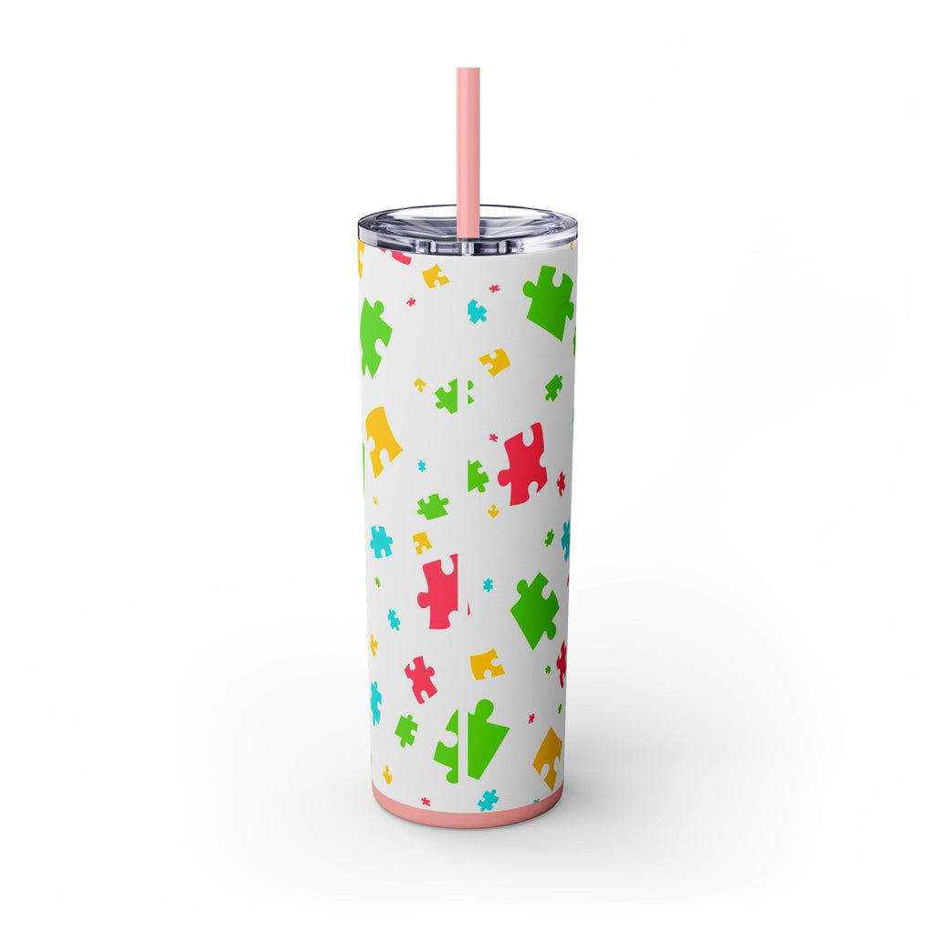Autism Puzzle Pieces Tumbler with Straw, 20oz
