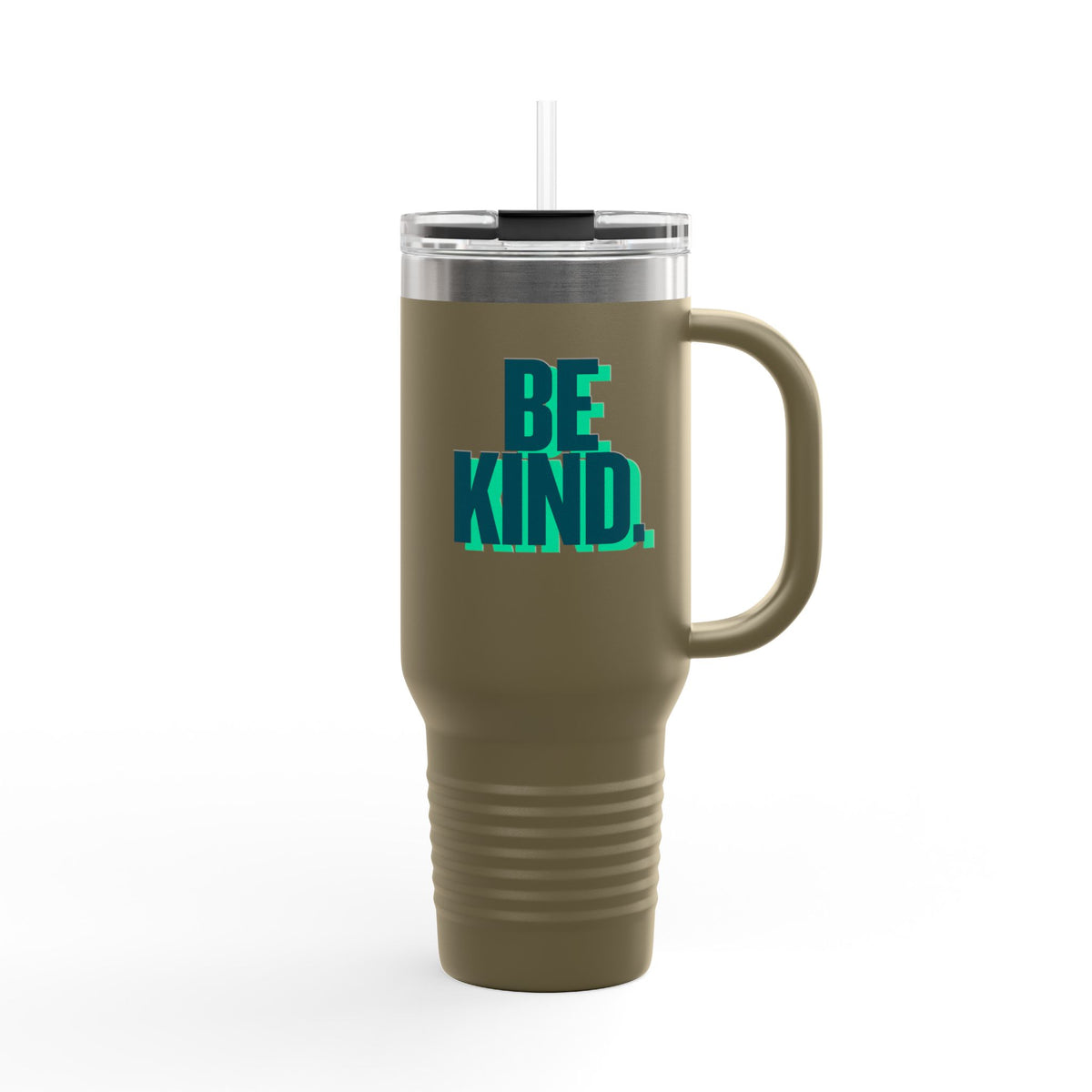 Be Kind 40oz Insulated Travel Mug — Large Stainless Tumbler with Straw