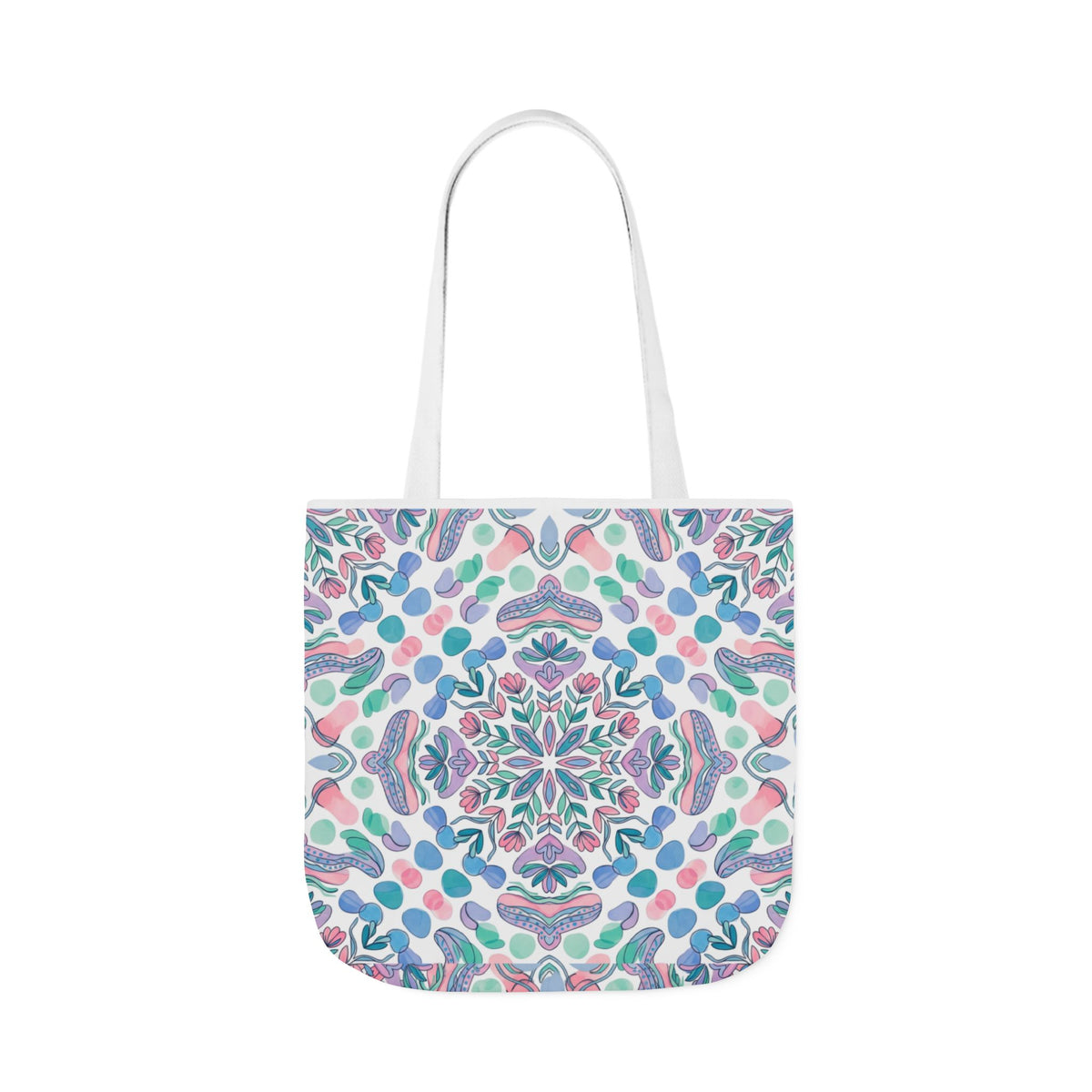 Pastel Mandala Canvas Tote — Boho Kaleidoscope Market Bag