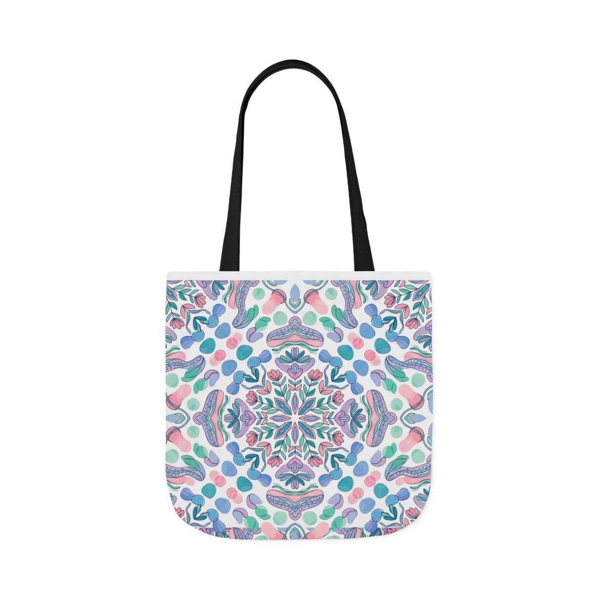 Pastel Mandala Canvas Tote — Boho Kaleidoscope Market Bag
