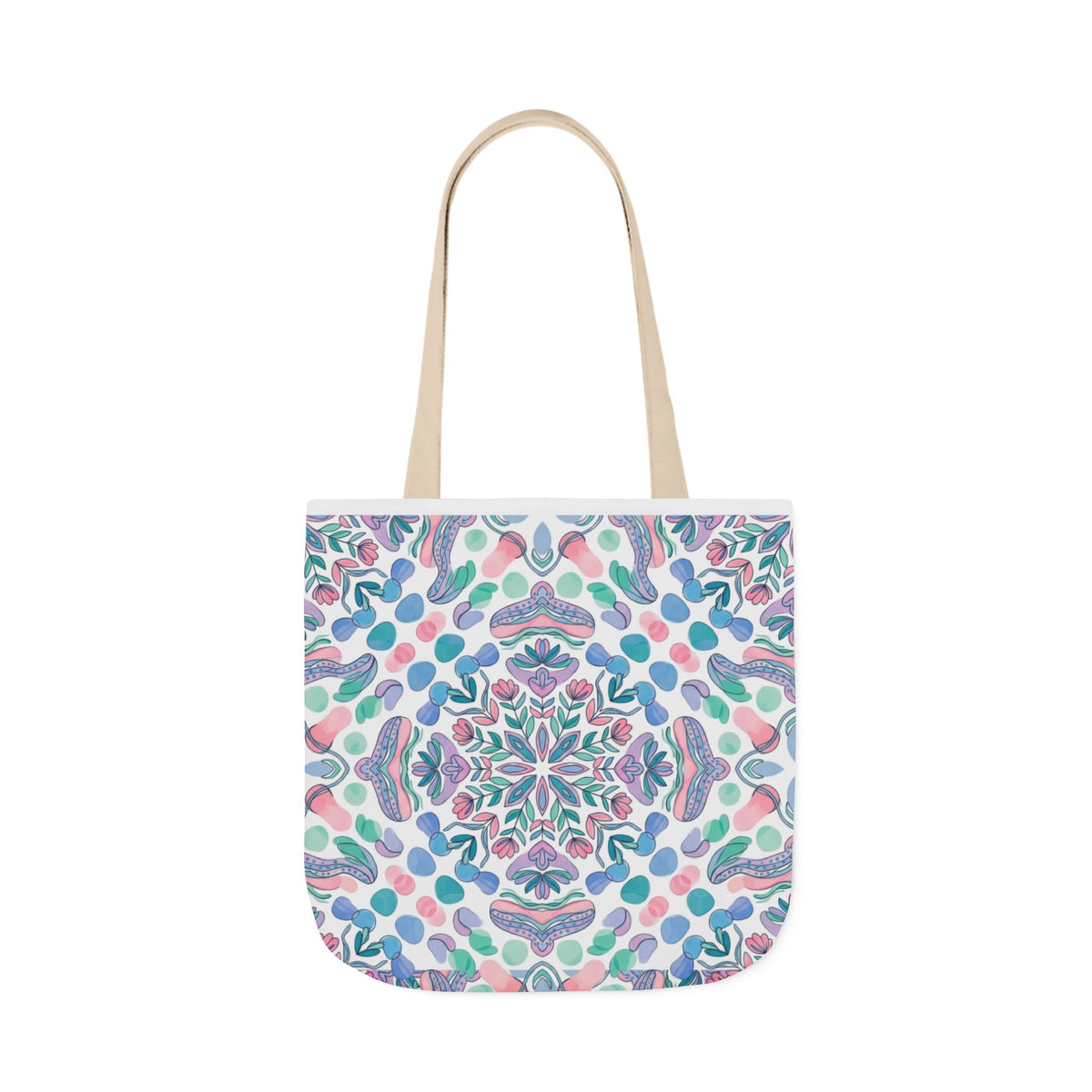 Pastel Mandala Canvas Tote — Boho Kaleidoscope Market Bag