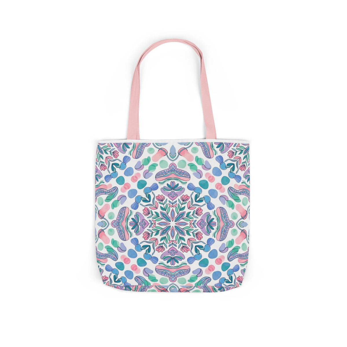 Pastel Mandala Canvas Tote — Boho Kaleidoscope Market Bag