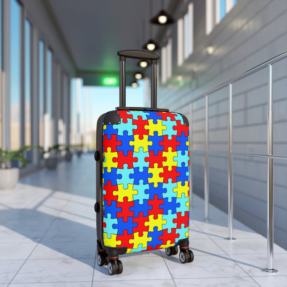 Colorful Puzzle Design Suitcase - Unique Travel Luggage for Kids and Adults