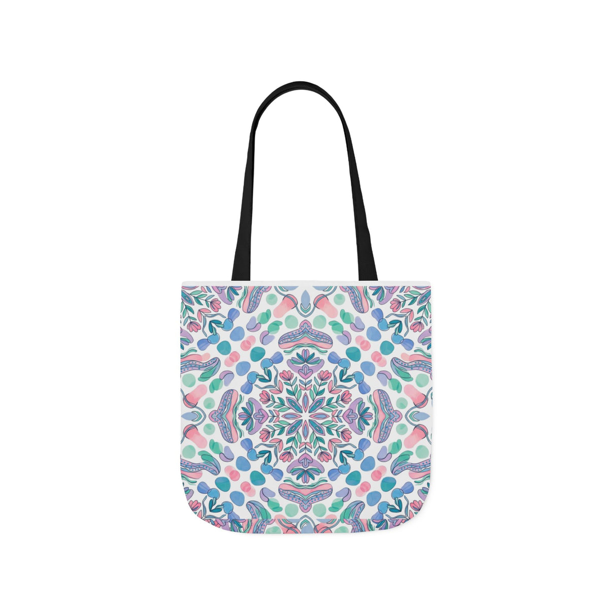 Pastel Mandala Canvas Tote — Boho Kaleidoscope Market Bag