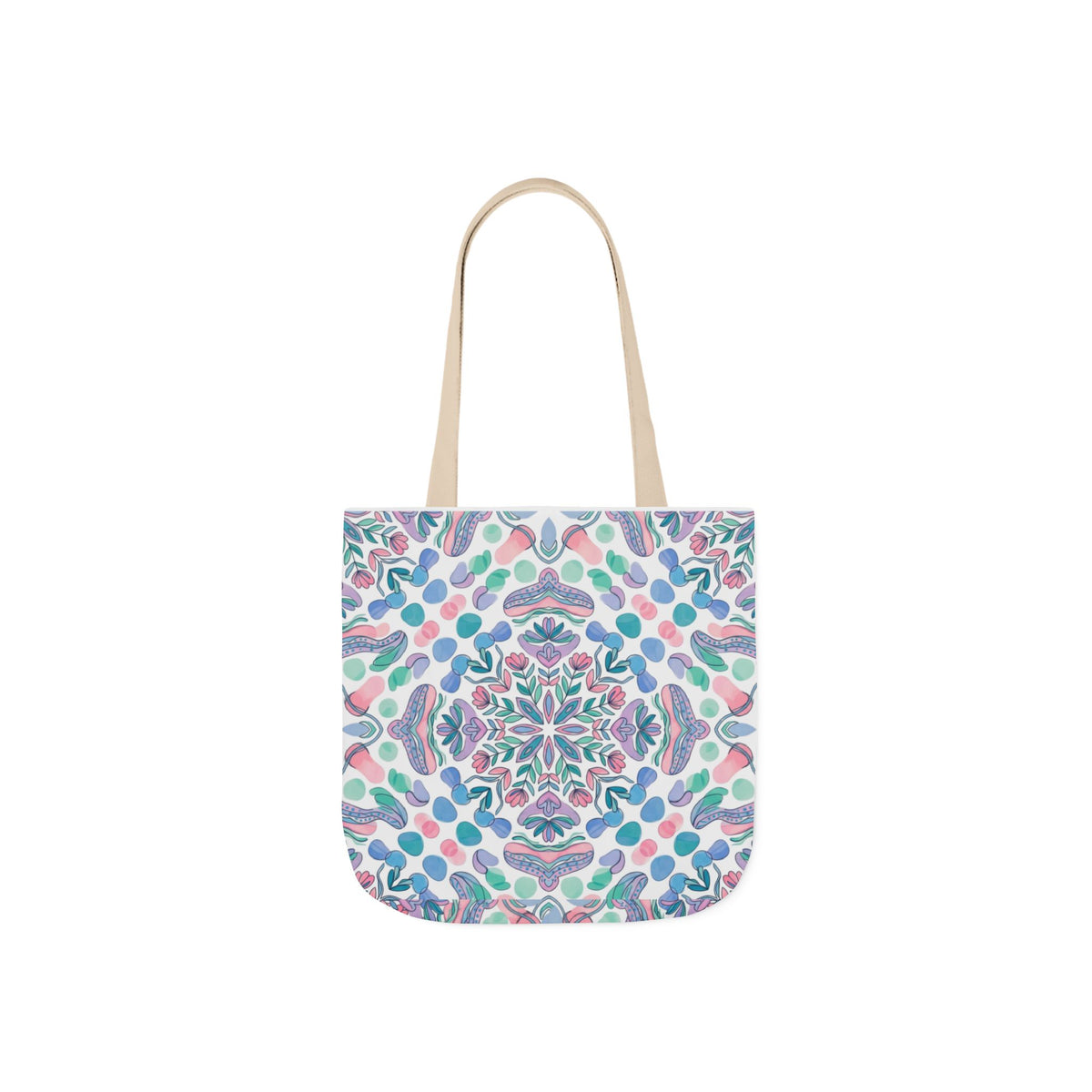 Pastel Mandala Canvas Tote — Boho Kaleidoscope Market Bag