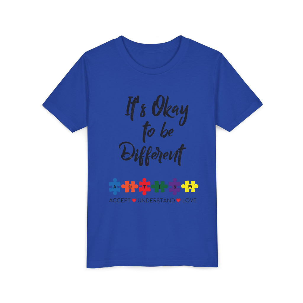 Youth Tee - "It's Okay to Be Different" Autism Awareness Puzzle Heart Design