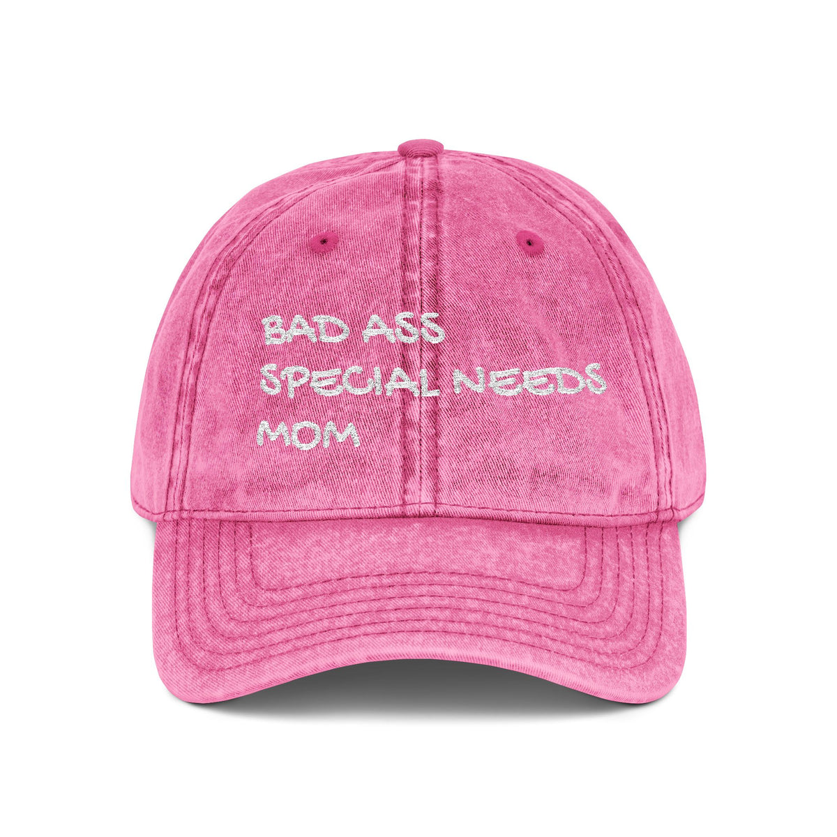 Vintage Embroidered Cap — "Bad Ass Special Needs Mom" Red