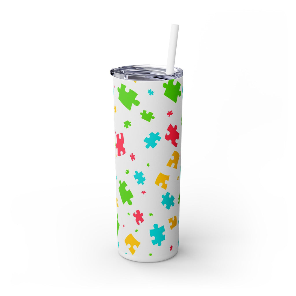 Autism Puzzle Pieces Tumbler with Straw, 20oz