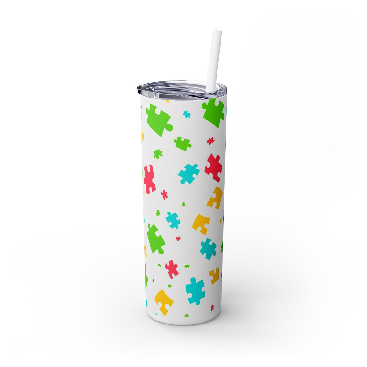 Autism Puzzle Pieces Tumbler with Straw, 20oz
