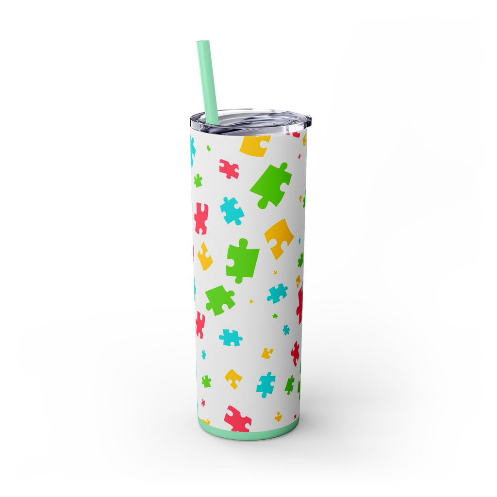 Autism Puzzle Pieces Tumbler with Straw, 20oz