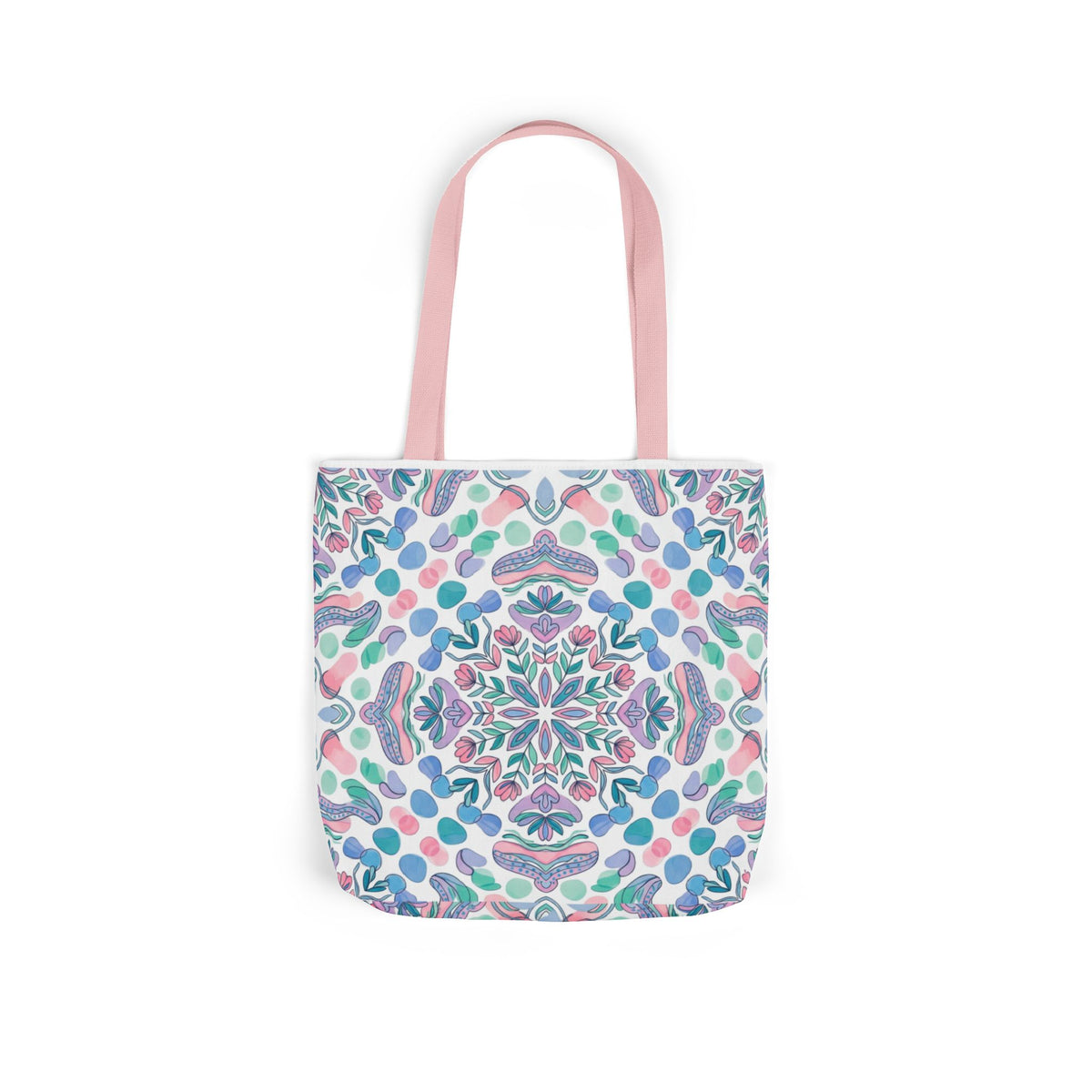 Pastel Mandala Canvas Tote — Boho Kaleidoscope Market Bag