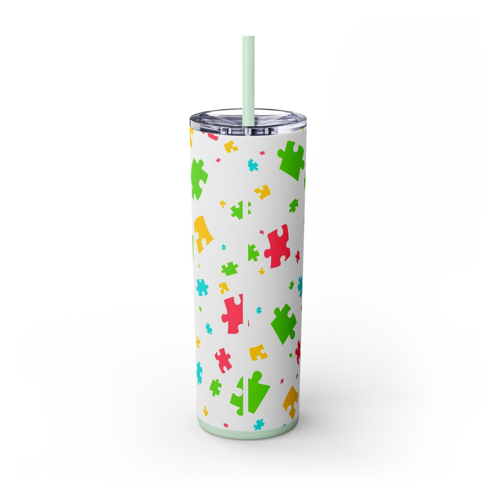 Autism Puzzle Pieces Tumbler with Straw, 20oz