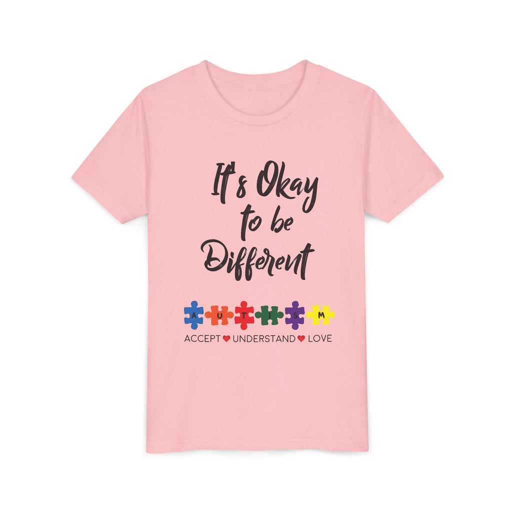 Youth Tee - "It's Okay to Be Different" Autism Awareness Puzzle Heart Design