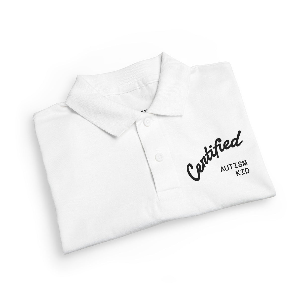 Youth Polo Shirt - 'Certified Autism Kid' Embroidered Chest Logo