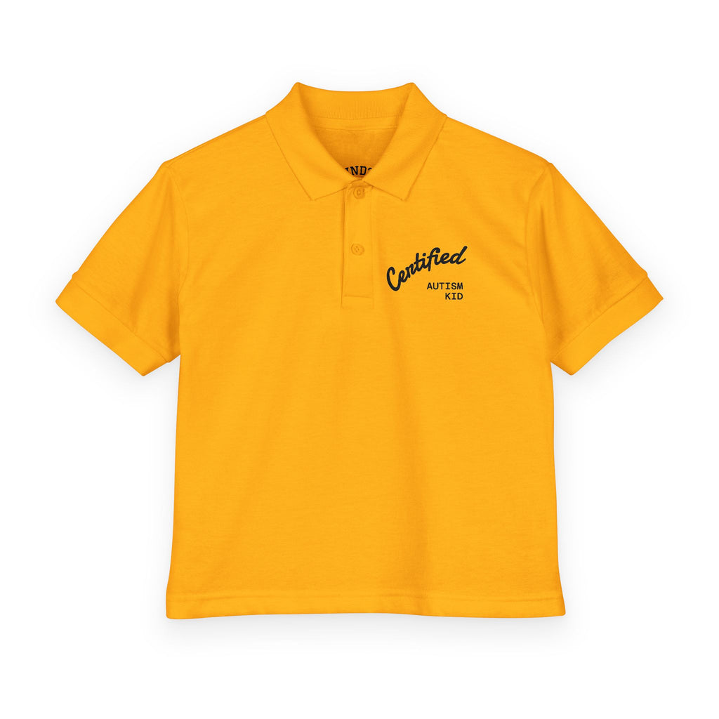 Youth Polo Shirt - 'Certified Autism Kid' Embroidered Chest Logo