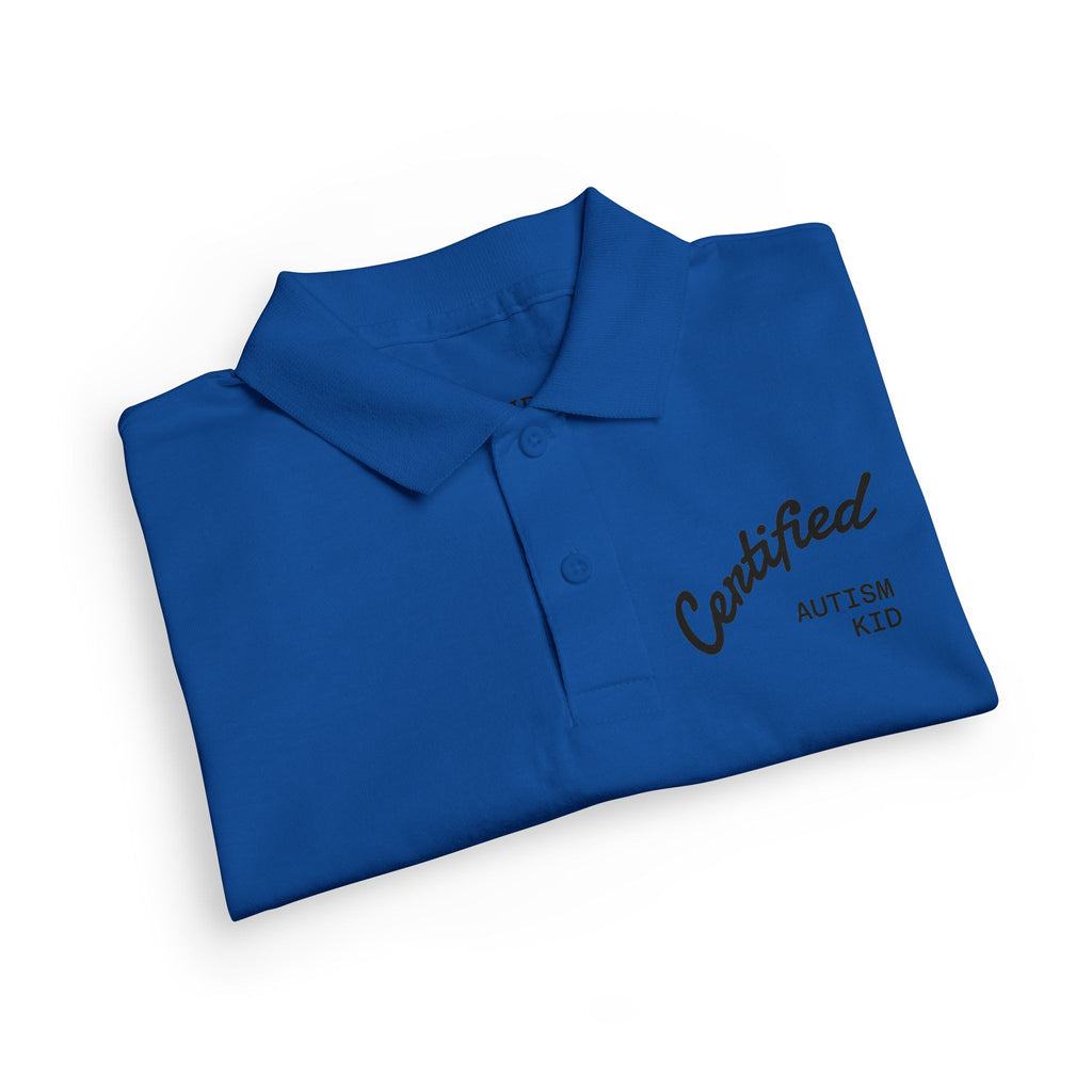 Youth Polo Shirt - 'Certified Autism Kid' Embroidered Chest Logo