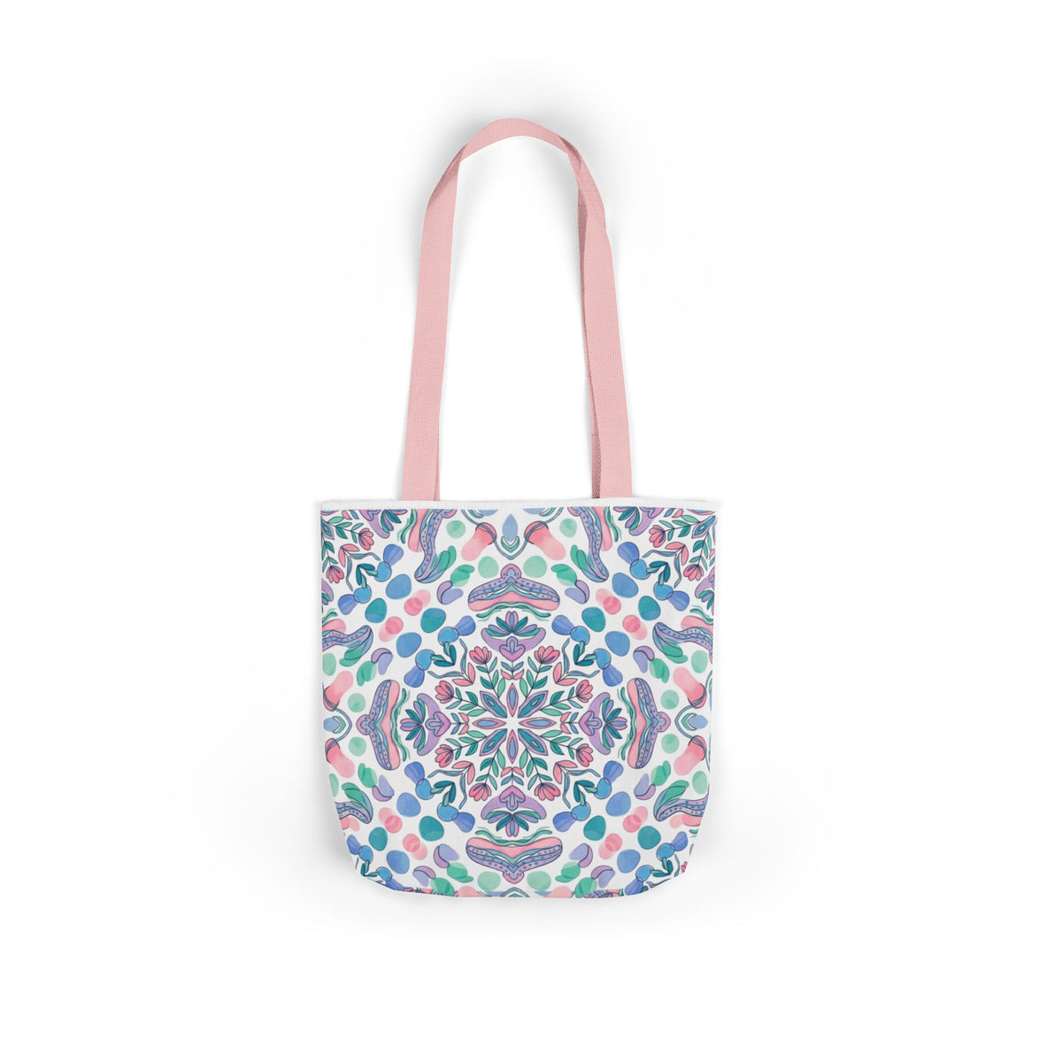 Pastel Mandala Canvas Tote — Boho Kaleidoscope Market Bag
